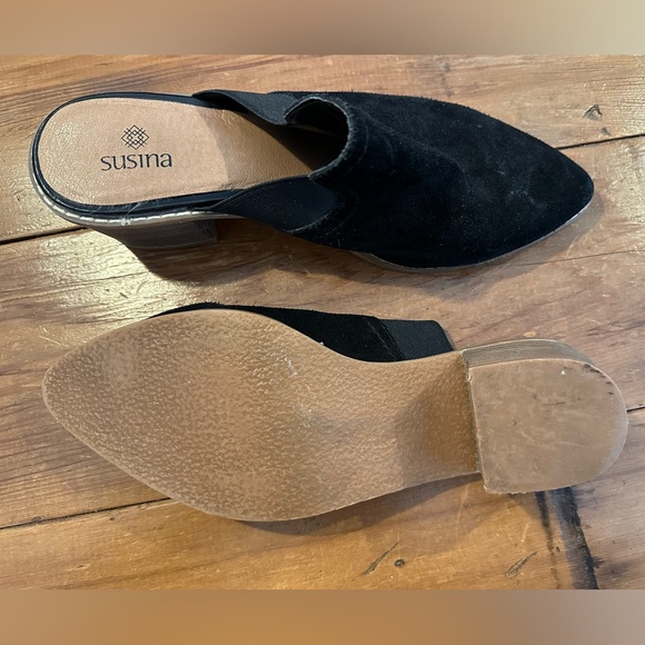 Susina Black Suede Block Heel Mule Size 8.5 - Picture 4 of 5
